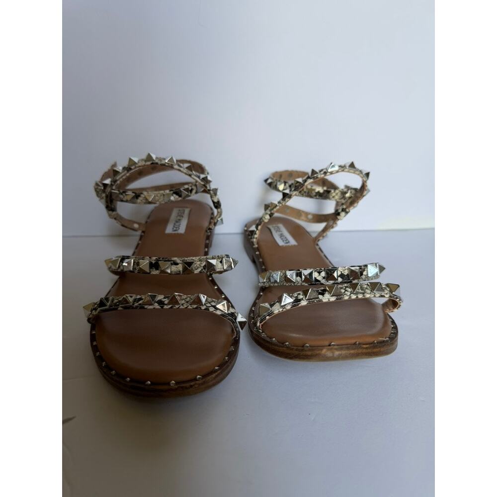 Steve Madden Studded Gladiator Sandals Metallic Strappy Flat Sandals Size 7